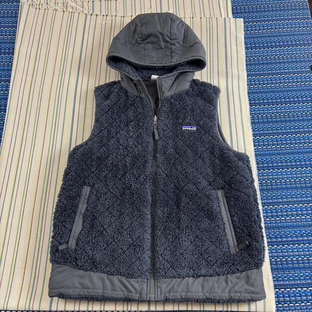 Patagonia Vest Womens Medium Gray Los Gatos Hooded Fleece Full Zip Outdoor